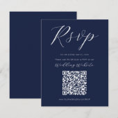 Marineblauwe kalligrafie script RSVP bijlage kaart (Voorkant / Achterkant)