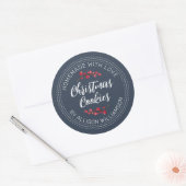 Marineblauwe kerstkoek ronde sticker (Envelop)