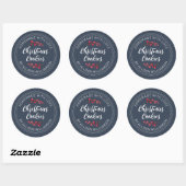 Marineblauwe kerstkoek ronde sticker (Vel)
