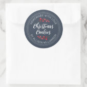 Marineblauwe kerstkoek ronde sticker (Tas)