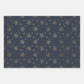 marineblauwe kerstsneeuwvlok trio mix inpakpapier vel (Voorkant 3)