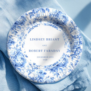 Marineblauwe Klassieke Bruiloftspapieren Borden Papieren Bordje