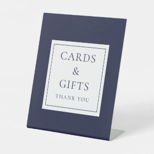 Marineblauwe Klassieke Moderne Kaarten En Cadeaus Reclamebord Met Voetstuk