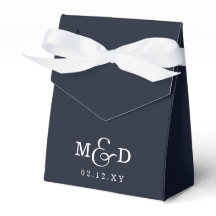 Marineblauwe Klassieke Moderne Monogram Huwelijk