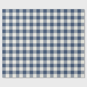 Marineblauwe Klassieke Picknick Ginghamruit Cadeaupapier
