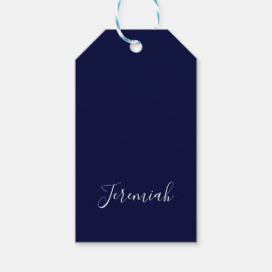 Marineblauwe Kleur Eenvoudige Moderne Eigen Naam C Cadeaulabel