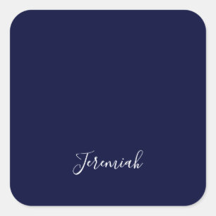 Marineblauwe Kleur Eenvoudige Moderne Eigen Naam C Vierkante Sticker