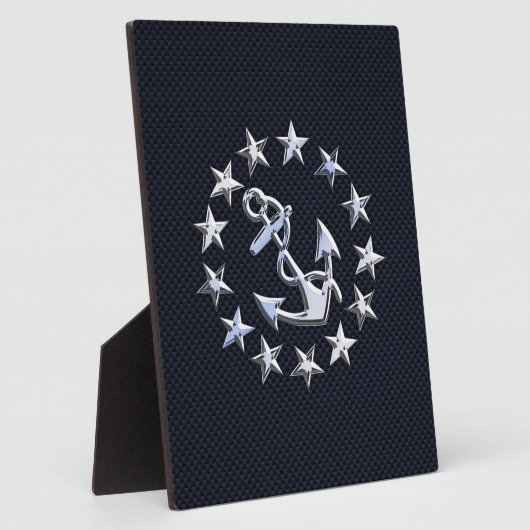 Marineblauwe koolstofvezel nautische jachtvlagprin fotoplaat (Zijkant)