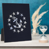 Marineblauwe koolstofvezel nautische jachtvlagprin fotoplaat (Zijkant)