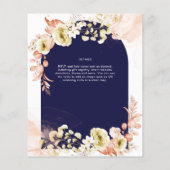 Marineblauwe Koraal Boho Bloemige Trouw Uitnodigin (Achterkant)
