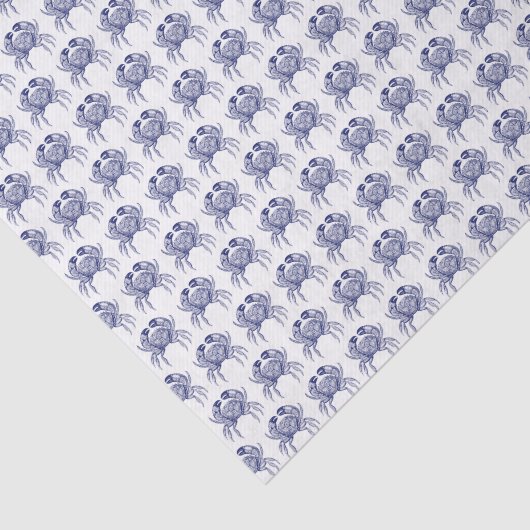  marineblauwe krab #1 tekening tissuepapier (Detail)