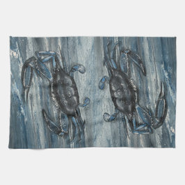 Marineblauwe krab keukenhanddoek