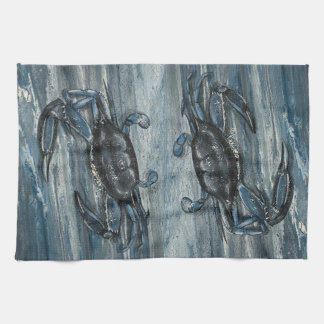 Marineblauwe krab keukenhanddoek
