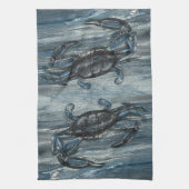 Marineblauwe krab keukenhanddoek (Verticaal)