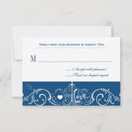 Marineblauwe krijtbordreactiekaart RSVP kaartje