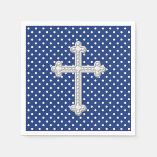 Marineblauwe kruisdoop servetten