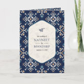 Marineblauwe Kruissteek Alles-in-één Sikh Bruiloft (Voorkant)