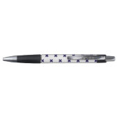 Marineblauwe kruissteken op wit pen (Achterkant)