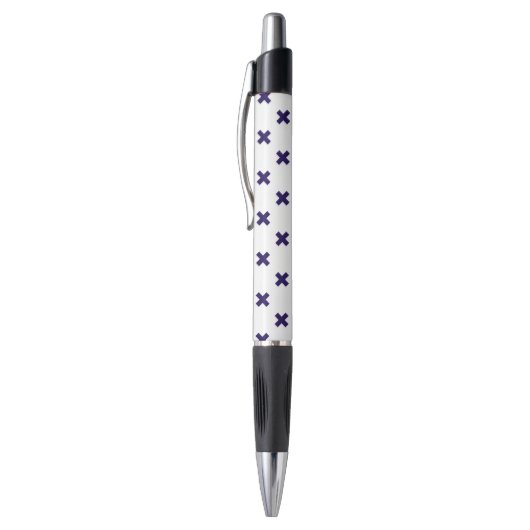 Marineblauwe kruissteken op wit pen (Top (Verticaal))