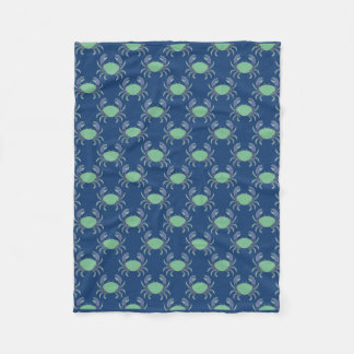 Marineblauwe kustkrabpatroon fleece deken