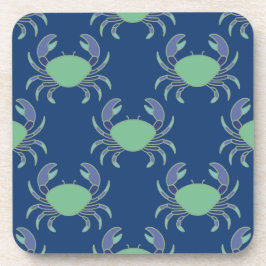 Marineblauwe kustkrabpatroon onderzetters