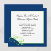 Marineblauwe limoengroene krullen na de bruiloft kaart (Voorkant / Achterkant)