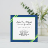 Marineblauwe limoengroene strepen na de bruiloft kaart (Staand voorkant)