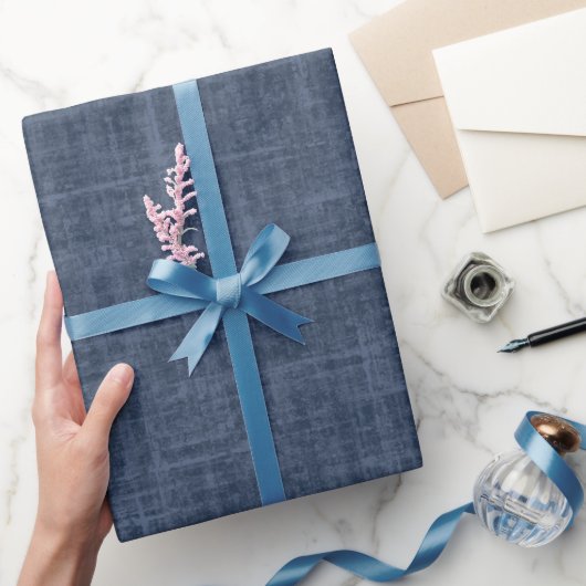 Marineblauwe Linnen Cadeaupapier (Geschenken)