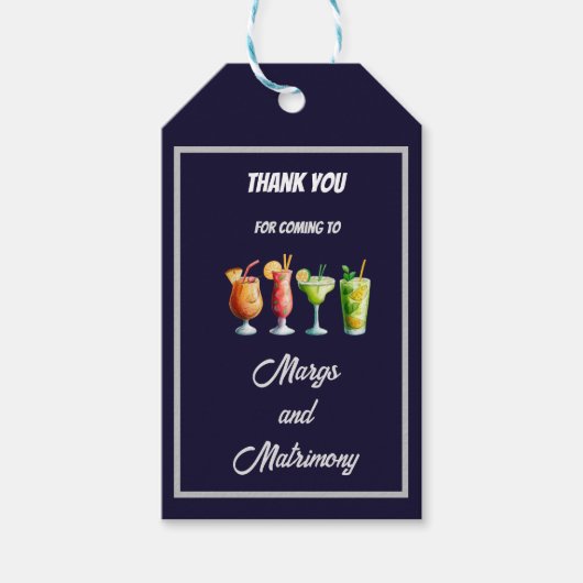 marineblauwe margs & huwelijk Bachelorette dank u Cadeaulabel (Voorkant)