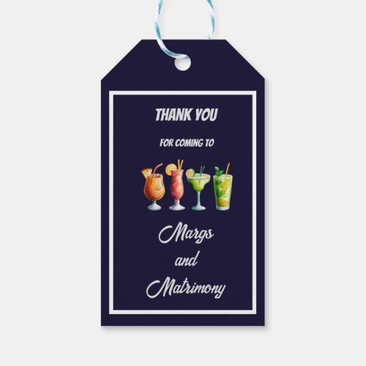 marineblauwe margs & huwelijk Bachelorette dank u Cadeaulabel (Achterkant)
