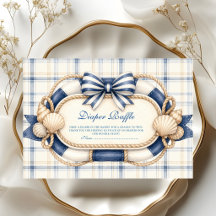 Marineblauwe maritieme geruite luierraffle baby sh