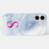 Marineblauwe marmer gouden glitters monogram Case-Mate iPhone case (Achterkant (horizontaal))