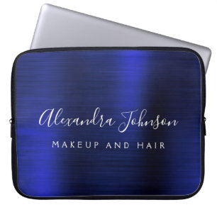 Marineblauwe Metaal Van het Bedrijfs monogram Laptop Sleeve