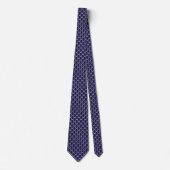 Marineblauwe micro hoefijzer print Derby das (Voorkant)