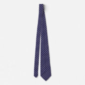 Marineblauwe micro hoefijzer print Derby das (Achterkant)