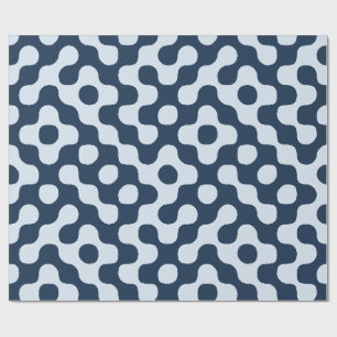 Marineblauwe Mid Century Retro Geometrisch Cadeaupapier