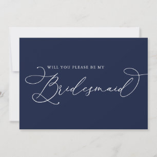 Marineblauwe Minimalistische Uitnodigingskaart voo Kaart