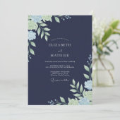 Marineblauwe Mintgroene Bruiloft Kaart (Staand voorkant)