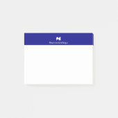 Marineblauwe moderne gepersonaliseerde naamletter post-it® notes (Voorkant)
