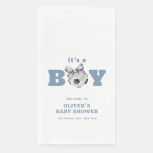 Marineblauwe moderne voetbal jongen baby shower we servet