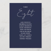 Marineblauwe moderne zitplaatskaart tafelnummer (Achterkant)