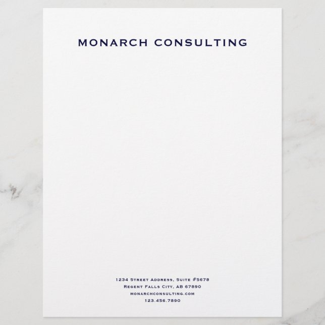 Marineblauwe Monogram Briefhoofd voor Zakelijk Geb (Voorkant)