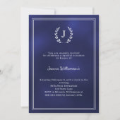 Marineblauwe monogram krans mijlpaal leeftijdsonaf kaart (Voorkant)