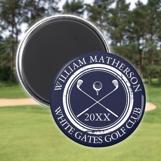 Marineblauwe naam en clubnaam datum magneet