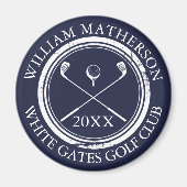 Marineblauwe naam en clubnaam datum magneet (Voorkant)