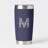Marineblauwe naammonogram geïsoleerde drinkbeker (Voorkant)