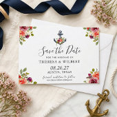 Marineblauwe Nautilus Anker Bloemige Bewaar De Dat Save The Date