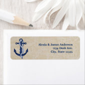 marineblauwe nautische anker Adresetiketten Etiket (Insitu)