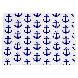 Marineblauwe nautische anker groot cadeauzakje