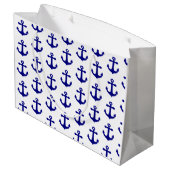 Marineblauwe nautische anker groot cadeauzakje (Achterkant Gekanteld)